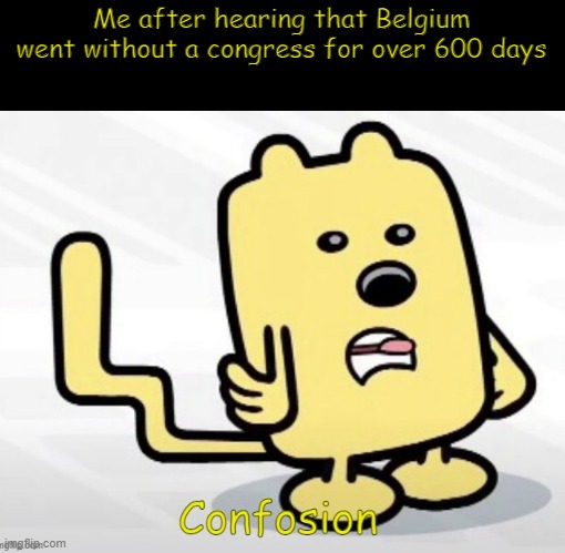 How do you manage that Belgium? | Me after hearing that Belgium went without a congress for over 600 days | image tagged in wubbzy confosion,belgium | made w/ Imgflip meme maker