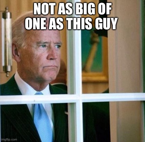 Sad Joe Biden | NOT AS BIG OF ONE AS THIS GUY | image tagged in sad joe biden | made w/ Imgflip meme maker