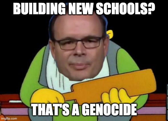 Adrien Zenz Paddlin Meme | BUILDING NEW SCHOOLS? THAT'S A GENOCIDE | image tagged in that's a genocide,arien zenz,that's a paddlin',simpsons,china | made w/ Imgflip meme maker