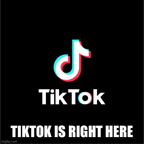 tiktok logo | TIKTOK IS RIGHT HERE | image tagged in tiktok logo | made w/ Imgflip meme maker