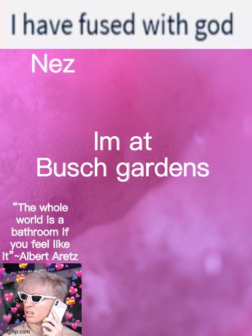 Nez’s weird Albert temp | Im at Busch gardens | image tagged in nez s weird albert temp | made w/ Imgflip meme maker