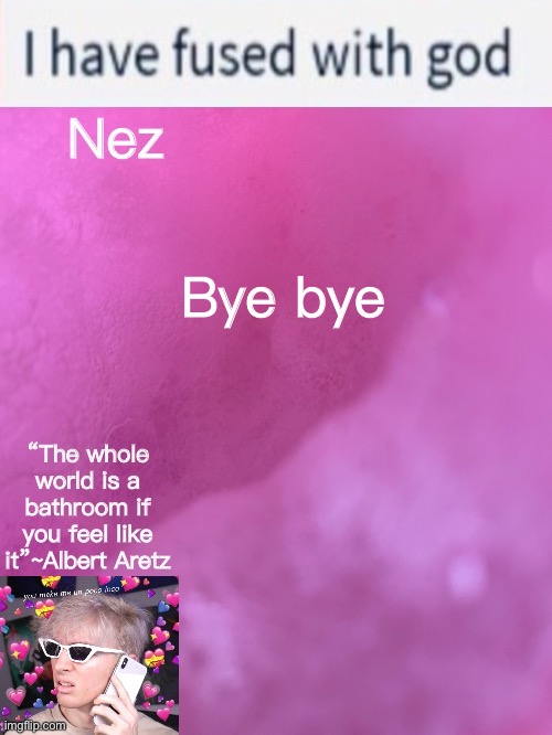 Nez’s weird Albert temp | Bye bye | image tagged in nez s weird albert temp | made w/ Imgflip meme maker