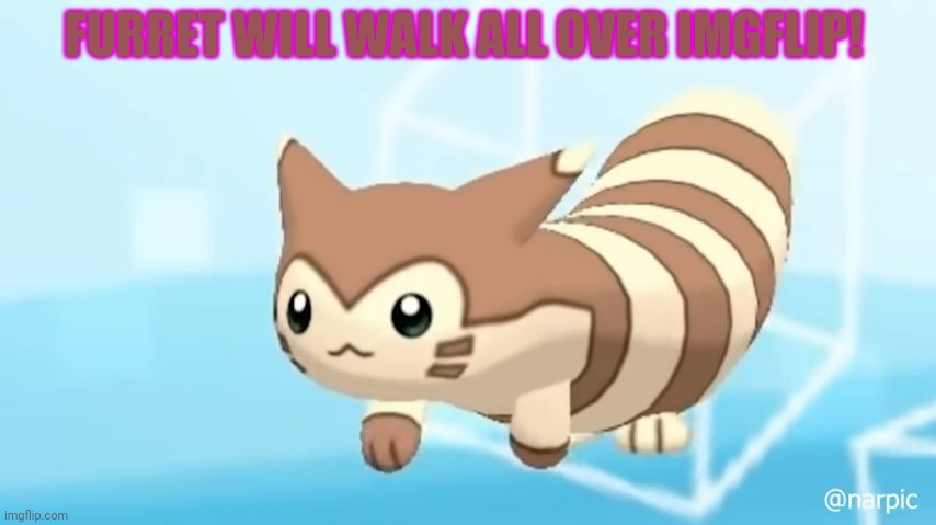 Furret shall be victorious! | FURRET WILL WALK ALL OVER IMGFLIP! | image tagged in furret walcc,furret,morrrrrrrrrrr furret memes,pokemon | made w/ Imgflip meme maker