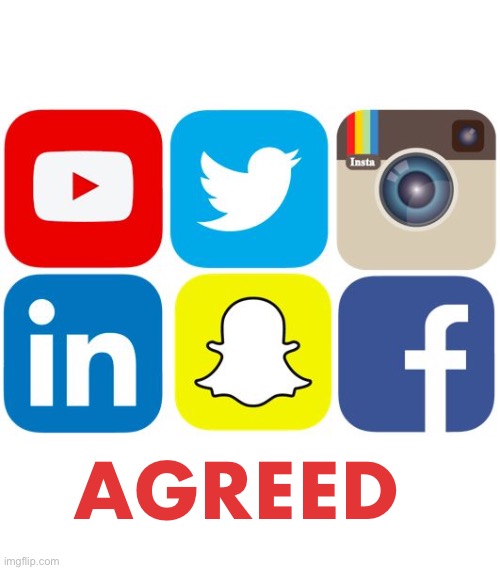 Social Media Icons | AGREED | image tagged in social media icons | made w/ Imgflip meme maker