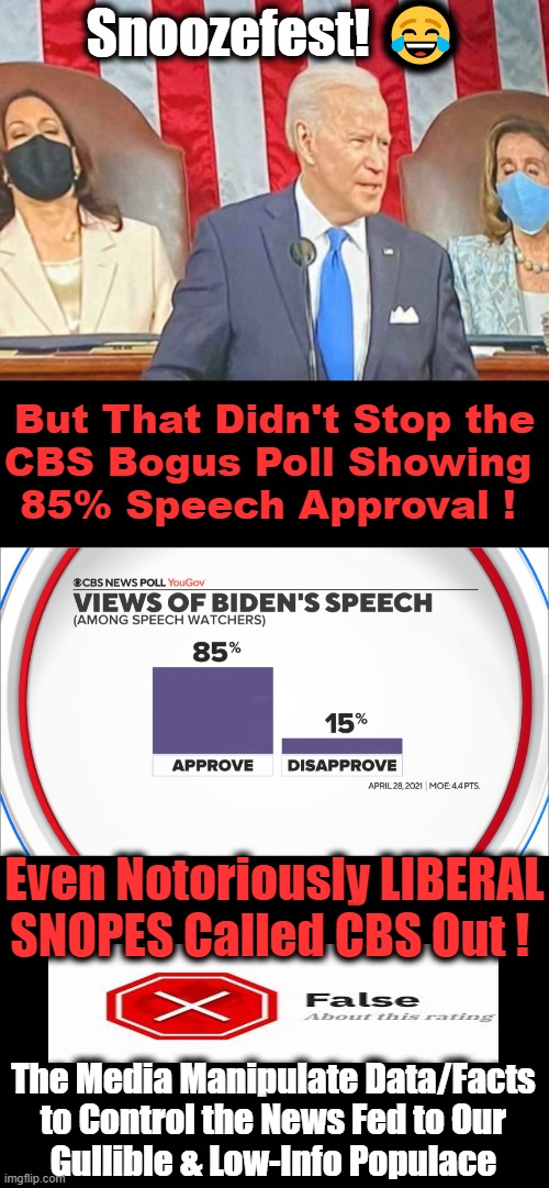 Bought & Paid For Media Control The Conversation & Falsify The Facts |  Snoozefest! 😂; But That Didn't Stop the
CBS Bogus Poll Showing 
85% Speech Approval ! Even Notoriously LIBERAL

SNOPES Called CBS Out ! The Media Manipulate Data/Facts 
to Control the News Fed to Our 
Gullible & Low-Info Populace | image tagged in political meme,democratic socialism,biased media,lying,cbs,mind control | made w/ Imgflip meme maker