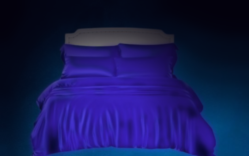 Purple and Blue hotel room Blank Meme Template