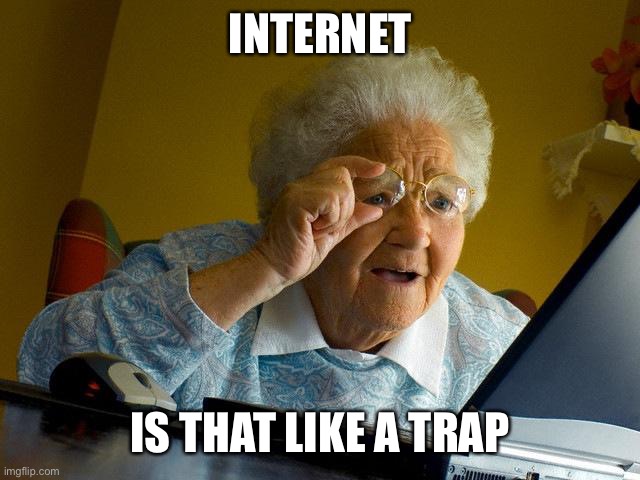 Grandma Finds The Internet | INTERNET; IS THAT LIKE A TRAP | image tagged in memes,grandma finds the internet | made w/ Imgflip meme maker
