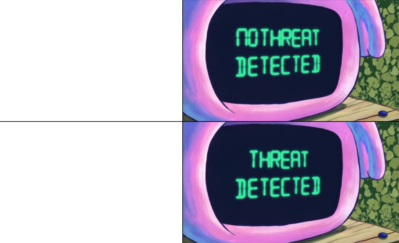 High Quality No threat detected, threat detected Blank Meme Template