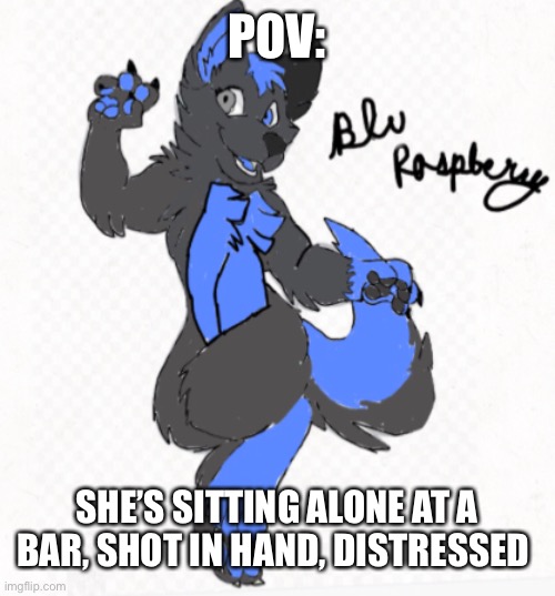 What do you do |  POV:; SHE’S SITTING ALONE AT A BAR, SHOT IN HAND, DISTRESSED | image tagged in furry,bruh,roleplay | made w/ Imgflip meme maker