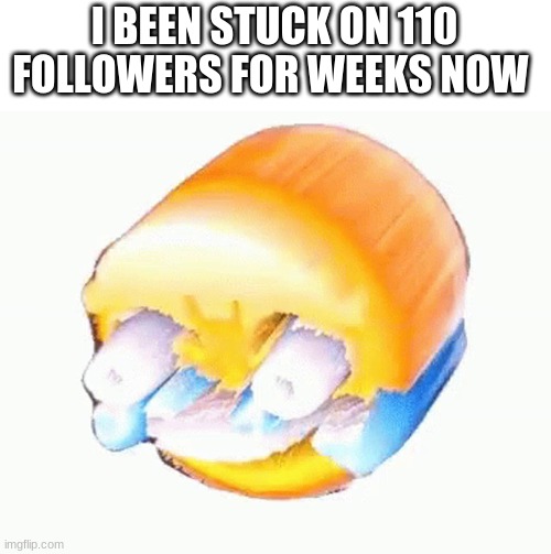 did i do wrong? | I BEEN STUCK ON 110 FOLLOWERS FOR WEEKS NOW | image tagged in laughing emoji | made w/ Imgflip meme maker