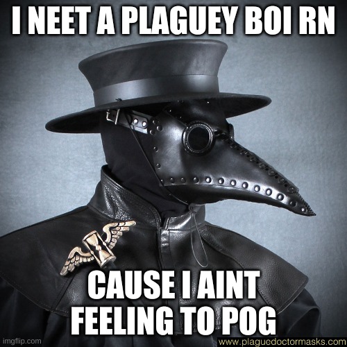 I NEET A PLAGUEY BOI RN; CAUSE I AINT FEELING TO POG | made w/ Imgflip meme maker
