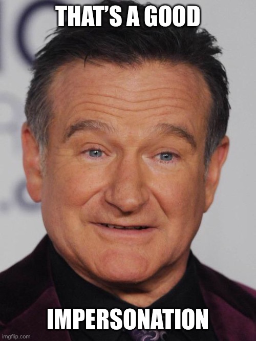 Robin Williams | THAT’S A GOOD IMPERSONATION | image tagged in robin williams | made w/ Imgflip meme maker