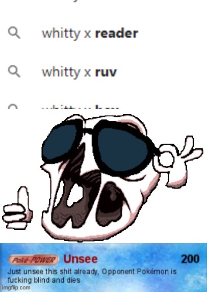 Whitty x Ruv- holy shit | image tagged in delirium want to unsee this | made w/ Imgflip meme maker