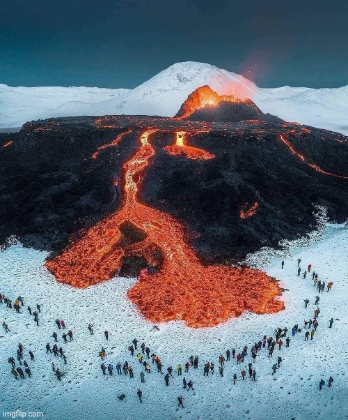 Fire and ice | image tagged in lava,volcano,ice,awesome pic | made w/ Imgflip meme maker