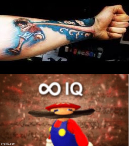999 IQ Luffy tattoo | image tagged in infinite iq | made w/ Imgflip meme maker