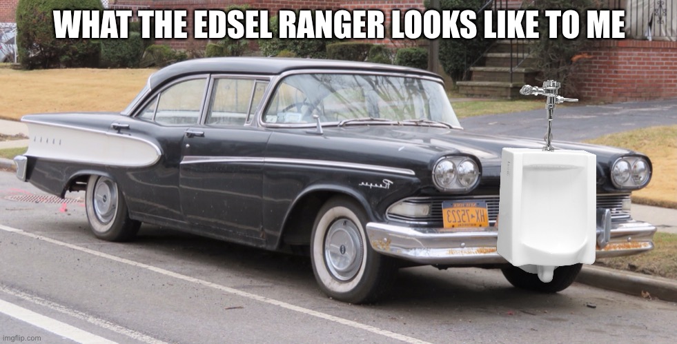 Edsel Ranger Joke | WHAT THE EDSEL RANGER LOOKS LIKE TO ME | image tagged in edsel,ranger,urinal,grill,joke,funny | made w/ Imgflip meme maker