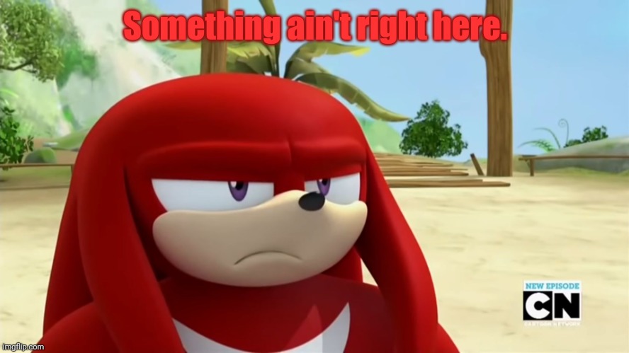 Knuckles is not Impressed - Sonic Boom | Something ain't right here. | image tagged in knuckles is not impressed - sonic boom | made w/ Imgflip meme maker