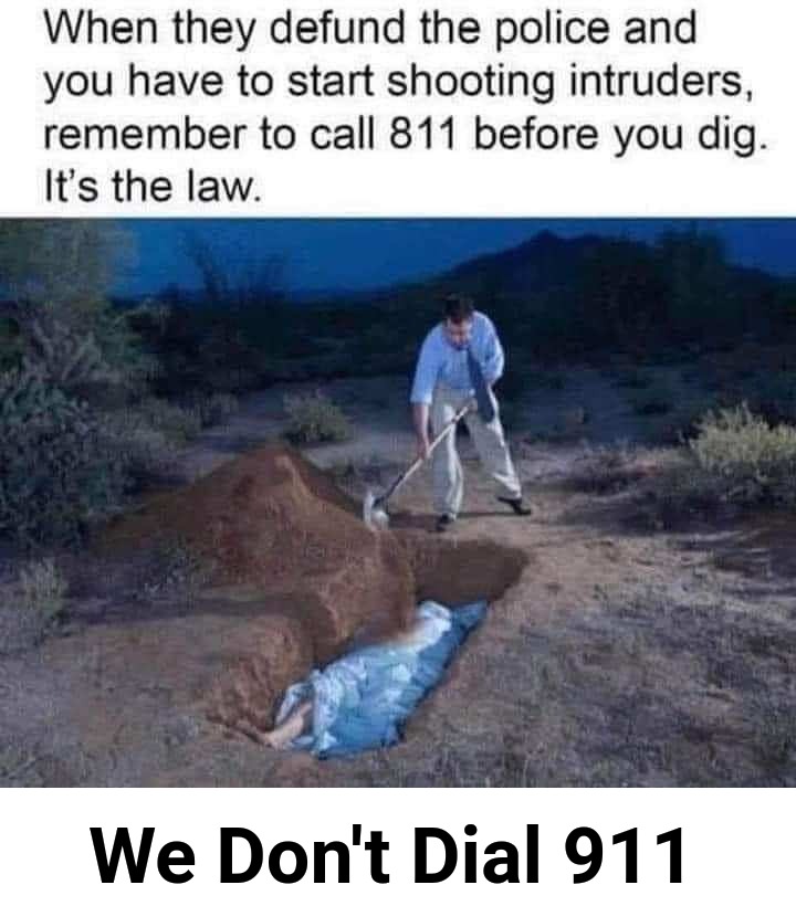 Remember to Dial 811 BEFORE You Dig! | We Don't Dial 911 | image tagged in self defense,2nd amendment,second amendment,911,hanging | made w/ Imgflip meme maker