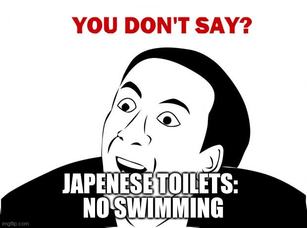 You don't say | NO SWIMMING; JAPENESE TOILETS: | image tagged in memes,you don't say | made w/ Imgflip meme maker
