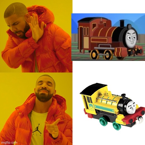 Yellow Victor is better | image tagged in memes,drake hotline bling,thomas the tank engine | made w/ Imgflip meme maker