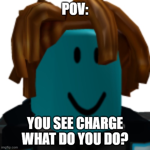idk what to do so i thought of this | POV:; YOU SEE CHARGE WHAT DO YOU DO? | image tagged in i'm souless now,ropleplay | made w/ Imgflip meme maker