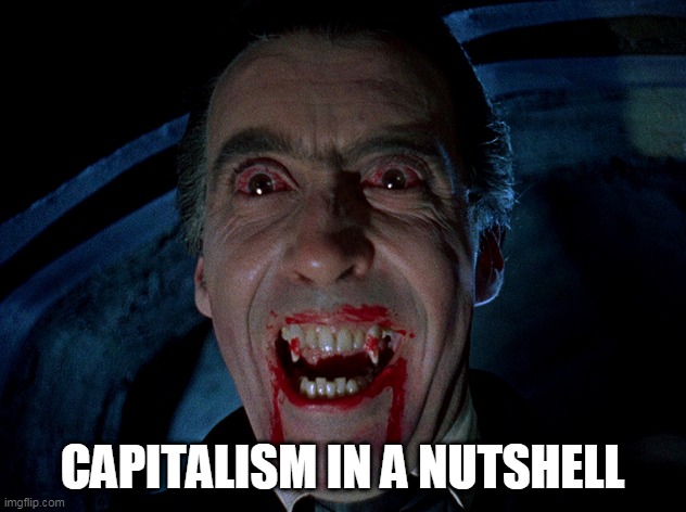 Truth | CAPITALISM IN A NUTSHELL | image tagged in vampire,capitalism,money,greed,corruption,government | made w/ Imgflip meme maker