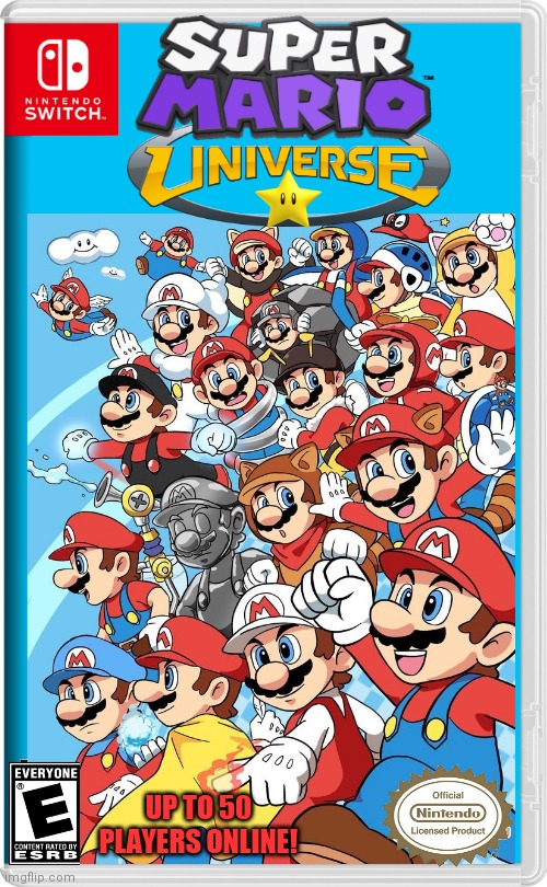 EVERYTHING MARIO! | UP TO 50 PLAYERS ONLINE! | image tagged in super mario bros,super mario,nintendo,nintendo switch,fake switch games | made w/ Imgflip meme maker