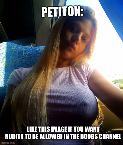 PETITON:; LIKE THIS IMAGE IF YOU WANT NUDITY TO BE ALLOWED IN THE BOOBS CHANNEL | made w/ Imgflip meme maker