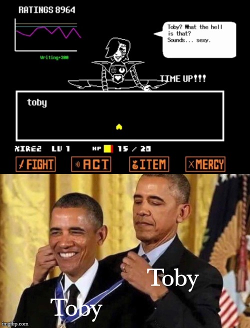 True | Toby; Toby | image tagged in obama medal | made w/ Imgflip meme maker