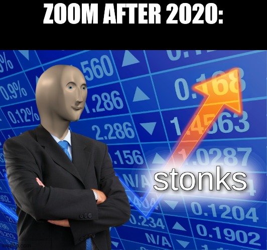 stönks | ZOOM AFTER 2020: | image tagged in stonks | made w/ Imgflip meme maker