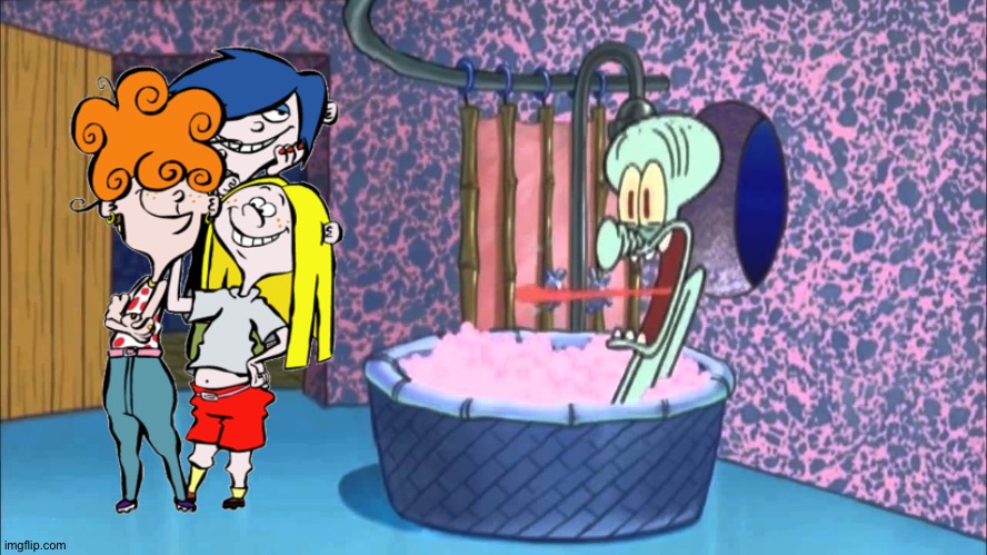 The Kanker sisters go to Squidward's house | image tagged in who dropped by squidward's house | made w/ Imgflip meme maker