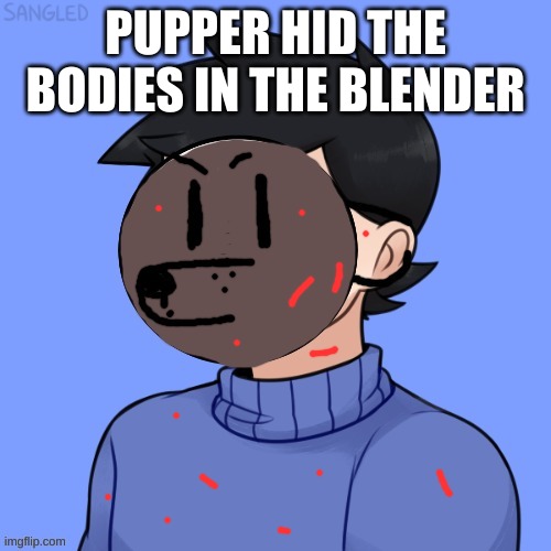 Human Pupper | PUPPER HID THE BODIES IN THE BLENDER | image tagged in human pupper | made w/ Imgflip meme maker