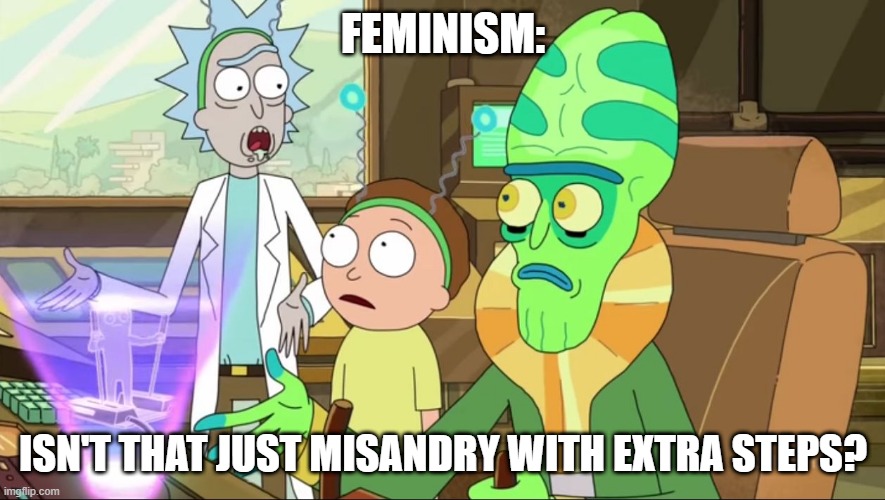 Radical Feminism in a Nutshell | FEMINISM:; ISN'T THAT JUST MISANDRY WITH EXTRA STEPS? | image tagged in anti-feminism,feminism,feminist,feminazi,radical feminist,funny memes | made w/ Imgflip meme maker