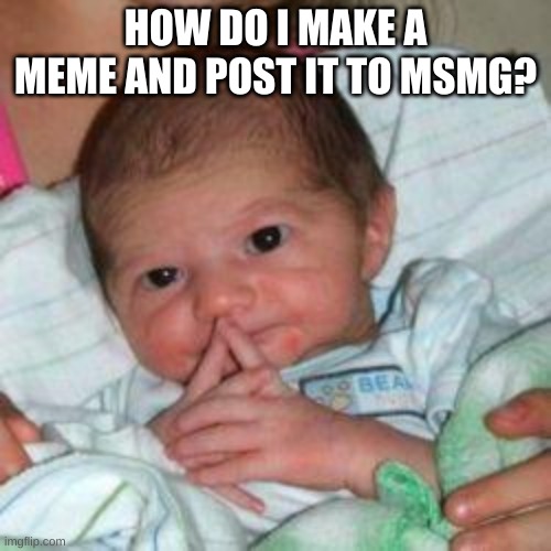 HOW DO I | HOW DO I MAKE A MEME AND POST IT TO MSMG? | image tagged in how do i put this baby | made w/ Imgflip meme maker