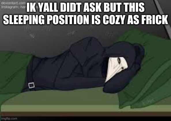 IK YALL DIDT ASK BUT THIS SLEEPING POSITION IS COZY AS FRICK | made w/ Imgflip meme maker
