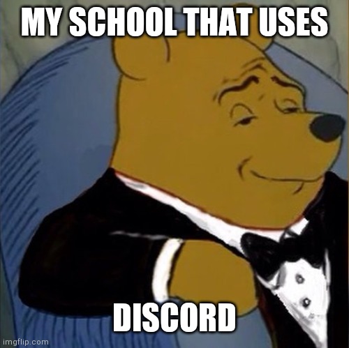 Fancy Pooh | MY SCHOOL THAT USES DISCORD | image tagged in fancy pooh | made w/ Imgflip meme maker