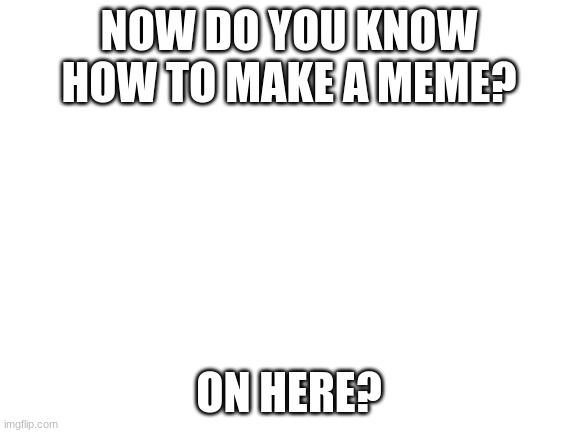 Blank White Template | NOW DO YOU KNOW HOW TO MAKE A MEME? ON HERE? | image tagged in blank white template | made w/ Imgflip meme maker