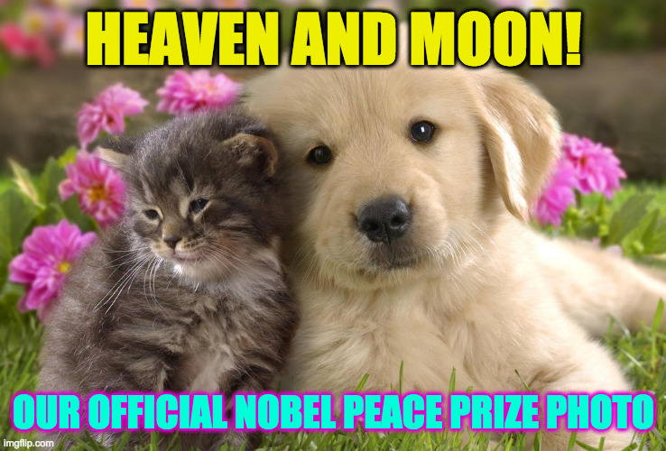 HEAVEN AND MOON! OUR OFFICIAL NOBEL PEACE PRIZE PHOTO | made w/ Imgflip meme maker