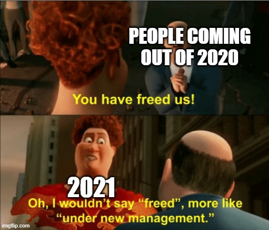 I wouldnit say freed | PEOPLE COMING OUT OF 2020; 2021 | image tagged in i wouldnit say freed | made w/ Imgflip meme maker