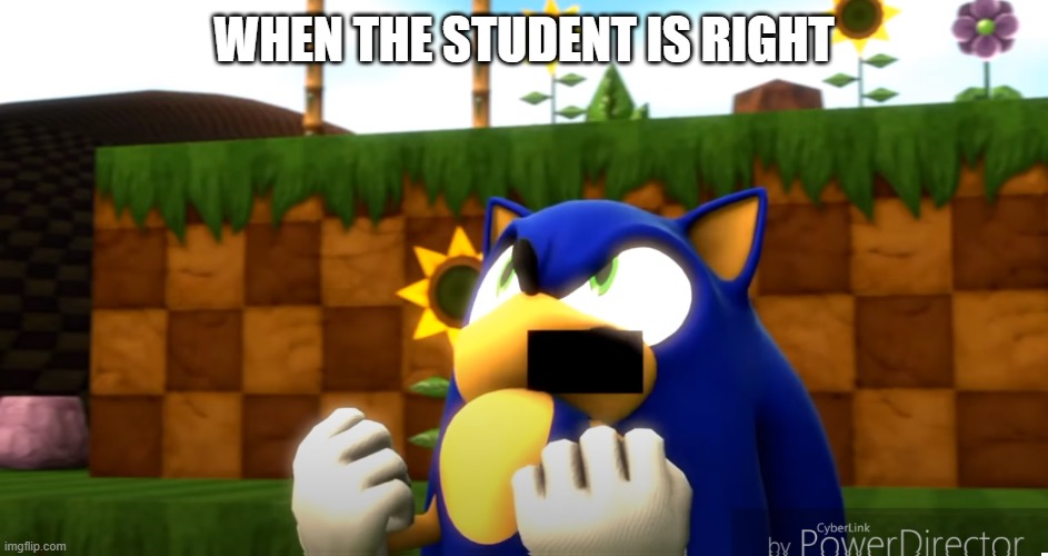 WHEN THE STUDENT IS RIGHT | image tagged in sonic fuuuuuuuuuuuuu | made w/ Imgflip meme maker