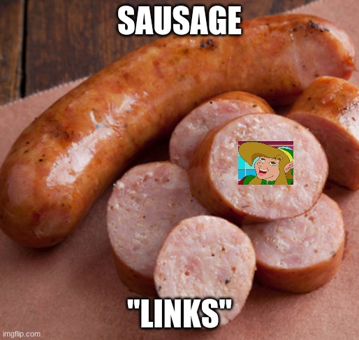 my brain needs help | SAUSAGE; "LINKS" | image tagged in link | made w/ Imgflip meme maker