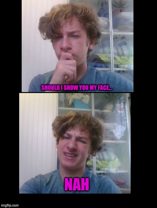 Hmmm...no | SHOULD I SHOW YOU MY FACE... NAH | image tagged in hmmm no | made w/ Imgflip meme maker