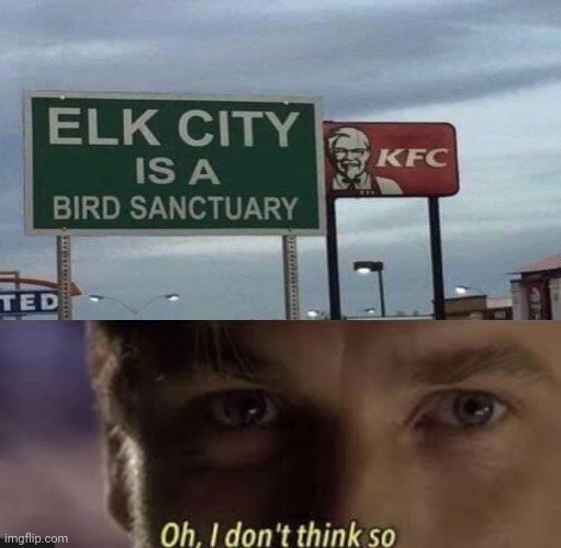 Sign replacements | image tagged in oh i don't think so,reposts,repost,memes,kfc,birds | made w/ Imgflip meme maker