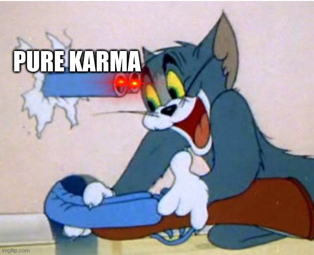 Tom and Jerry |  PURE KARMA | image tagged in tom and jerry | made w/ Imgflip meme maker