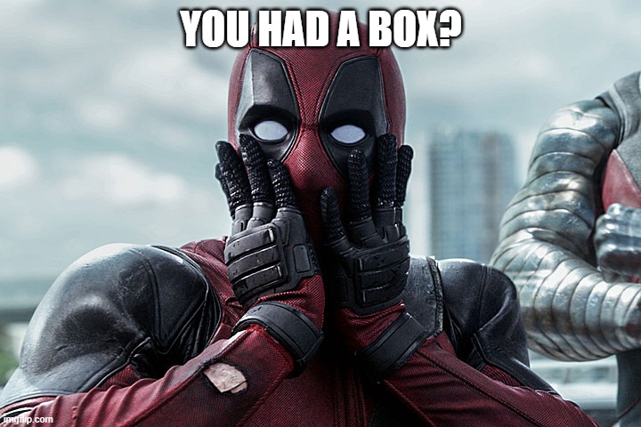 Deadpool - Gasp | YOU HAD A BOX? | image tagged in deadpool - gasp | made w/ Imgflip meme maker