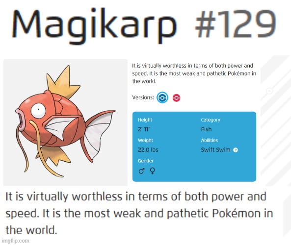 The official website of Pokémon insults their own creation | made w/ Imgflip meme maker