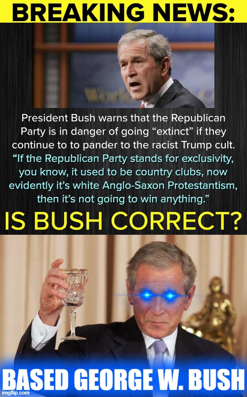 eyyyyy Bush | image tagged in based george w bush,george w bush,george bush,gop,republican party,republicans | made w/ Imgflip meme maker