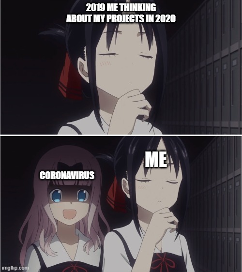 Omae wa mou shindeirou | 2019 ME THINKING ABOUT MY PROJECTS IN 2020; CORONAVIRUS; ME | image tagged in anime meme | made w/ Imgflip meme maker