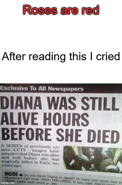 Good headline | Roses are red; After reading this I cried | image tagged in cried,roses are red,really | made w/ Imgflip meme maker