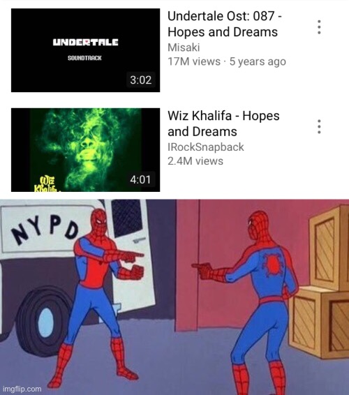 hmmm | image tagged in memes,spiderman pointing at spiderman,music,youtube | made w/ Imgflip meme maker